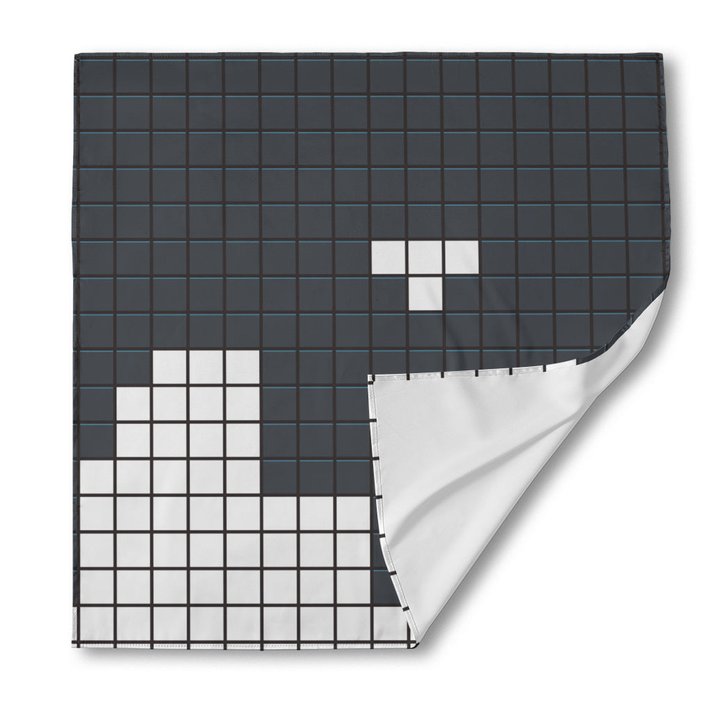 White Brick Puzzle Video Game Print Silk Bandana