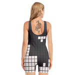 White Brick Puzzle Video Game Print Sleeveless One Piece Swimsuit