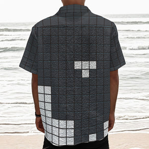 White Brick Puzzle Video Game Print Textured Short Sleeve Shirt