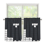 White Brick Puzzle Video Game Print Tier Curtains
