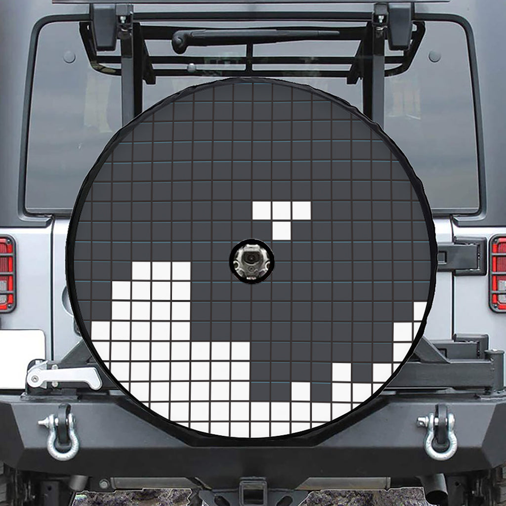 White Brick Puzzle Video Game Print Tire Cover With Camera Hole