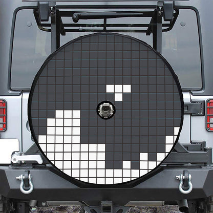 White Brick Puzzle Video Game Print Tire Cover With Camera Hole