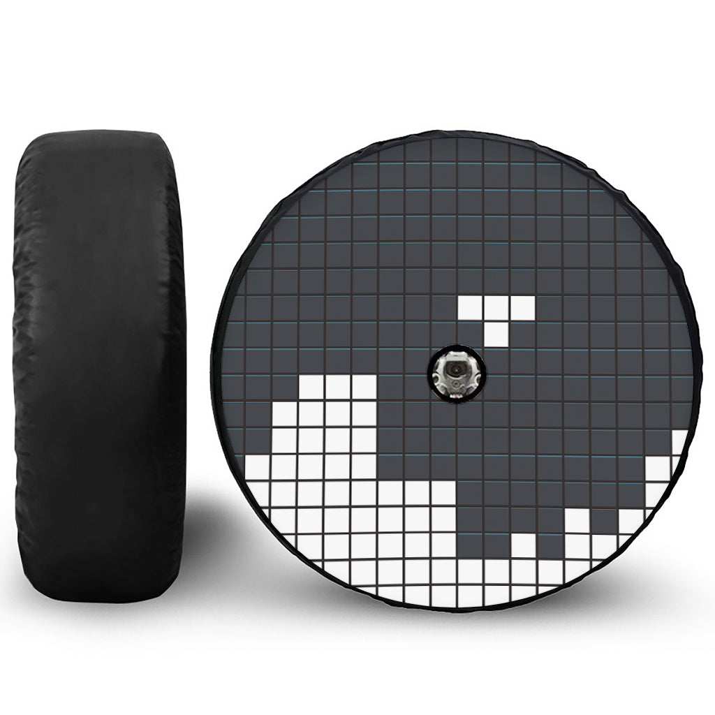 White Brick Puzzle Video Game Print Tire Cover With Camera Hole