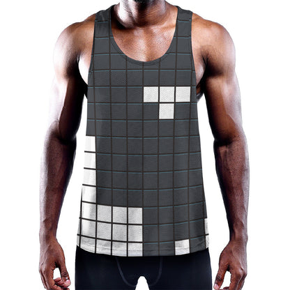 White Brick Puzzle Video Game Print Training Tank Top