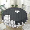 White Brick Puzzle Video Game Print Waterproof Round Tablecloth