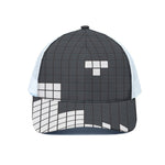 White Brick Puzzle Video Game Print White Mesh Trucker Cap