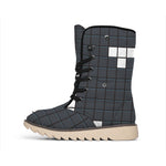 White Brick Puzzle Video Game Print Winter Boots