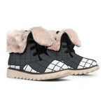 White Brick Puzzle Video Game Print Winter Boots