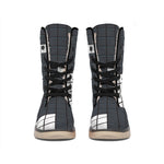 White Brick Puzzle Video Game Print Winter Boots