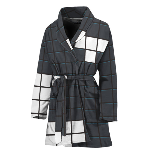 White Brick Puzzle Video Game Print Women's Bathrobe