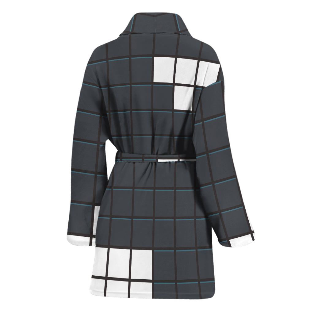 White Brick Puzzle Video Game Print Women's Bathrobe