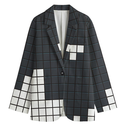 White Brick Puzzle Video Game Print Women's Blazer