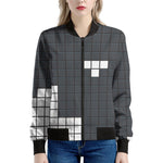 White Brick Puzzle Video Game Print Women's Bomber Jacket
