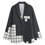 White Brick Puzzle Video Game Print Women's Cotton Blazer