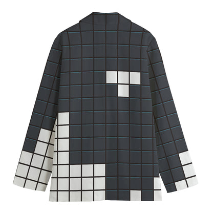 White Brick Puzzle Video Game Print Women's Cotton Blazer