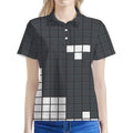 White Brick Puzzle Video Game Print Women's Polo Shirt