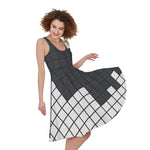 White Brick Puzzle Video Game Print Women's Sleeveless Dress