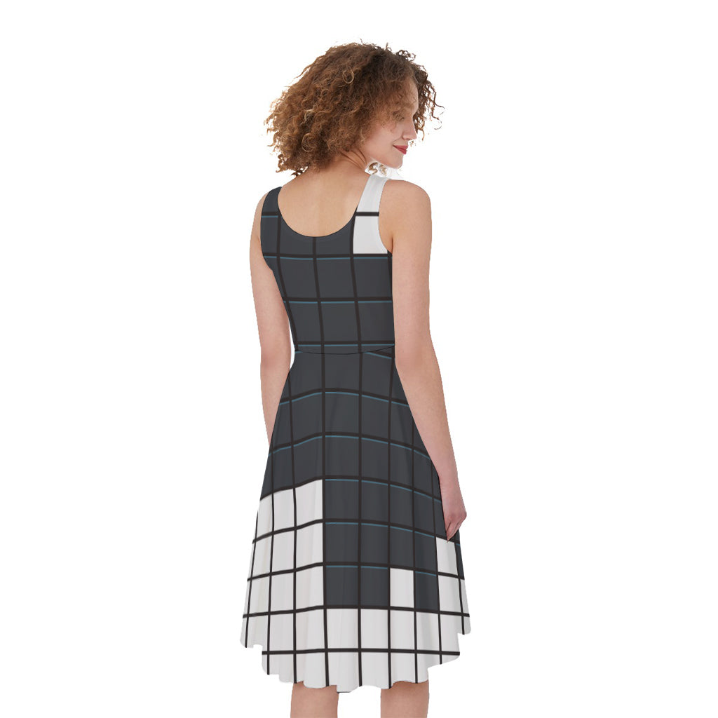 White Brick Puzzle Video Game Print Women's Sleeveless Dress