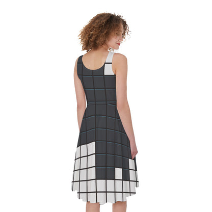 White Brick Puzzle Video Game Print Women's Sleeveless Dress