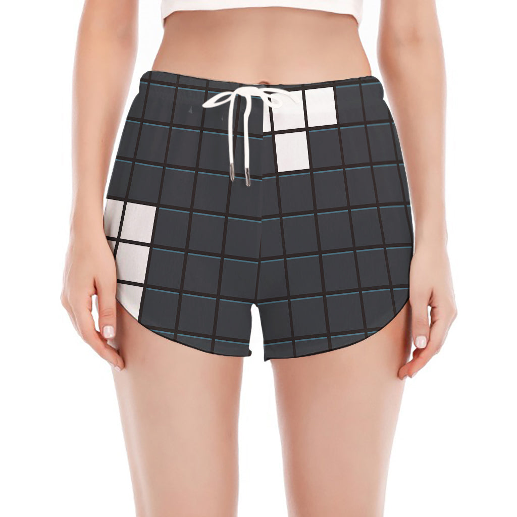 White Brick Puzzle Video Game Print Women's Split Running Shorts