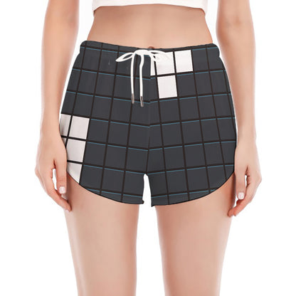 White Brick Puzzle Video Game Print Women's Split Running Shorts