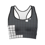 White Brick Puzzle Video Game Print Women's Sports Bra