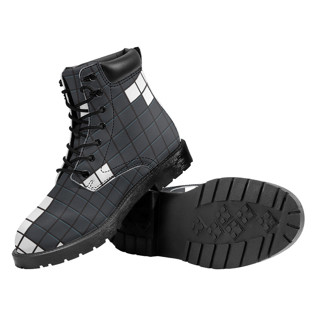 White Brick Puzzle Video Game Print Work Boots