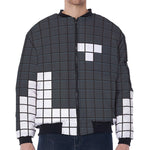 White Brick Puzzle Video Game Print Zip Sleeve Bomber Jacket