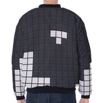 White Brick Puzzle Video Game Print Zip Sleeve Bomber Jacket