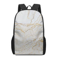 White Brown Grunge Marble Print 17 Inch Backpack