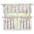 White Brown Grunge Marble Print 3 Piece Kitchen Curtains