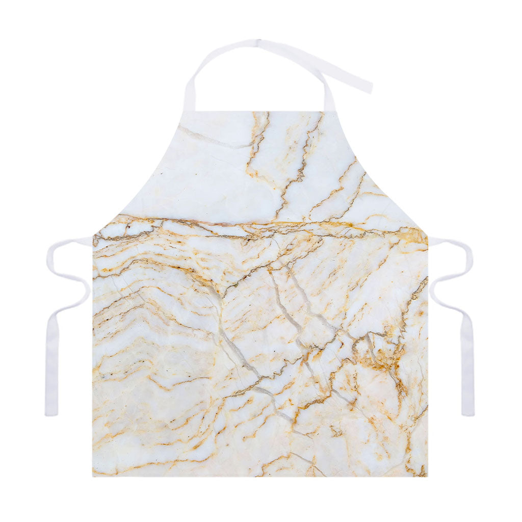 White Brown Grunge Marble Print Adjustable Apron