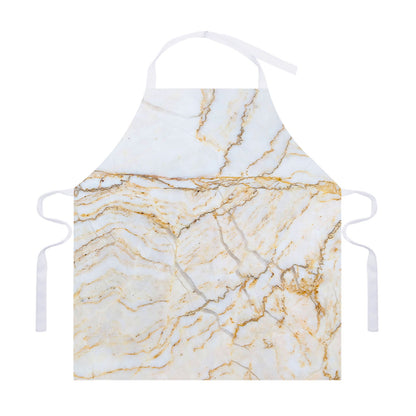 White Brown Grunge Marble Print Adjustable Apron