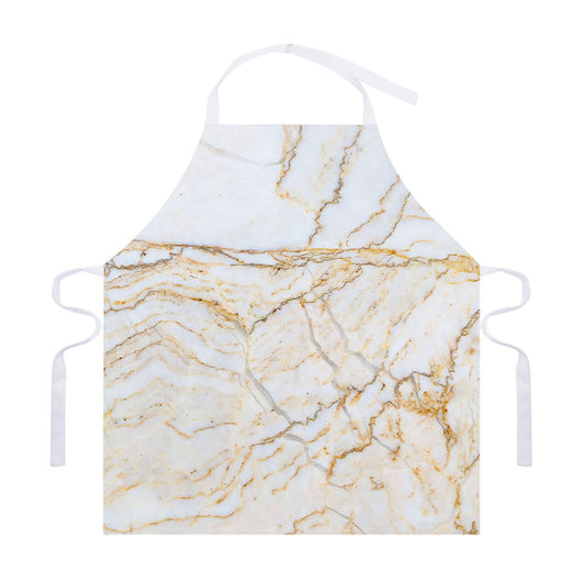 White Brown Grunge Marble Print Adjustable Apron