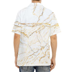 White Brown Grunge Marble Print Aloha Shirt