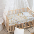 White Brown Grunge Marble Print Baby Crib Sheet
