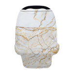 White Brown Grunge Marble Print Baby Seat Cover