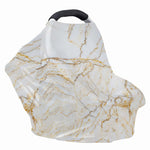 White Brown Grunge Marble Print Baby Seat Cover