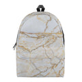White Brown Grunge Marble Print School Backpack