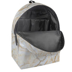 White Brown Grunge Marble Print Backpack