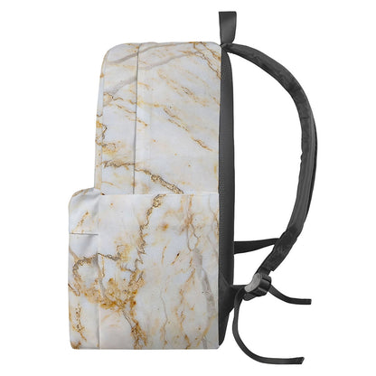 White Brown Grunge Marble Print Backpack