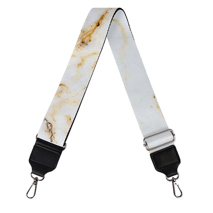 White Brown Grunge Marble Print Bag Strap