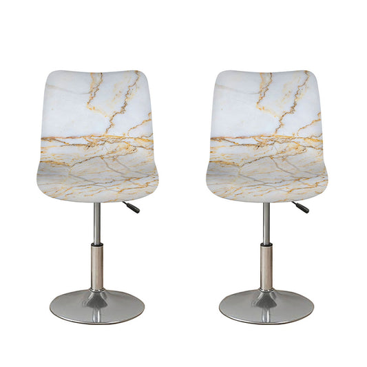 White Brown Grunge Marble Print Bar Stool Covers