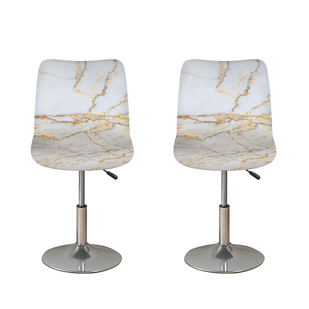 White Brown Grunge Marble Print Bar Stool Covers