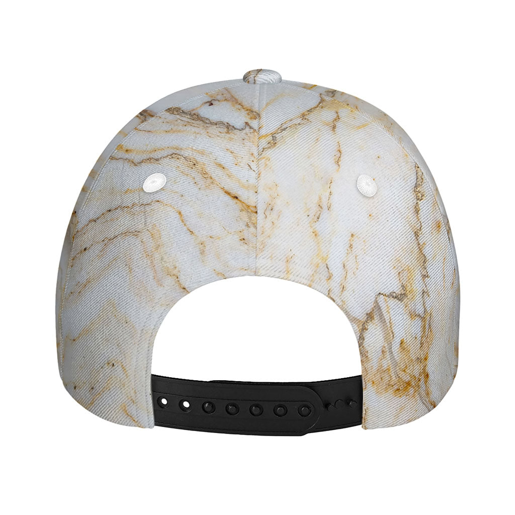 White Brown Grunge Marble Print Baseball Cap