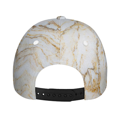 White Brown Grunge Marble Print Baseball Cap