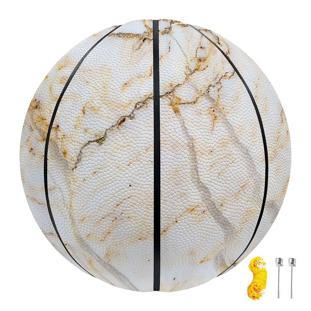 White Brown Grunge Marble Print Basketball