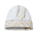 White Brown Grunge Marble Print Beanie