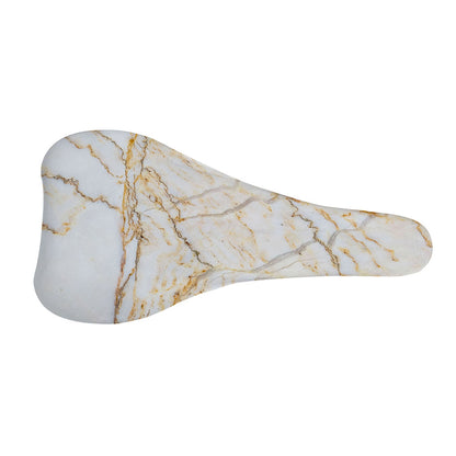 White Brown Grunge Marble Print Bicycle Seat Cover