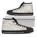White Brown Grunge Marble Print Black High Top Sneakers
